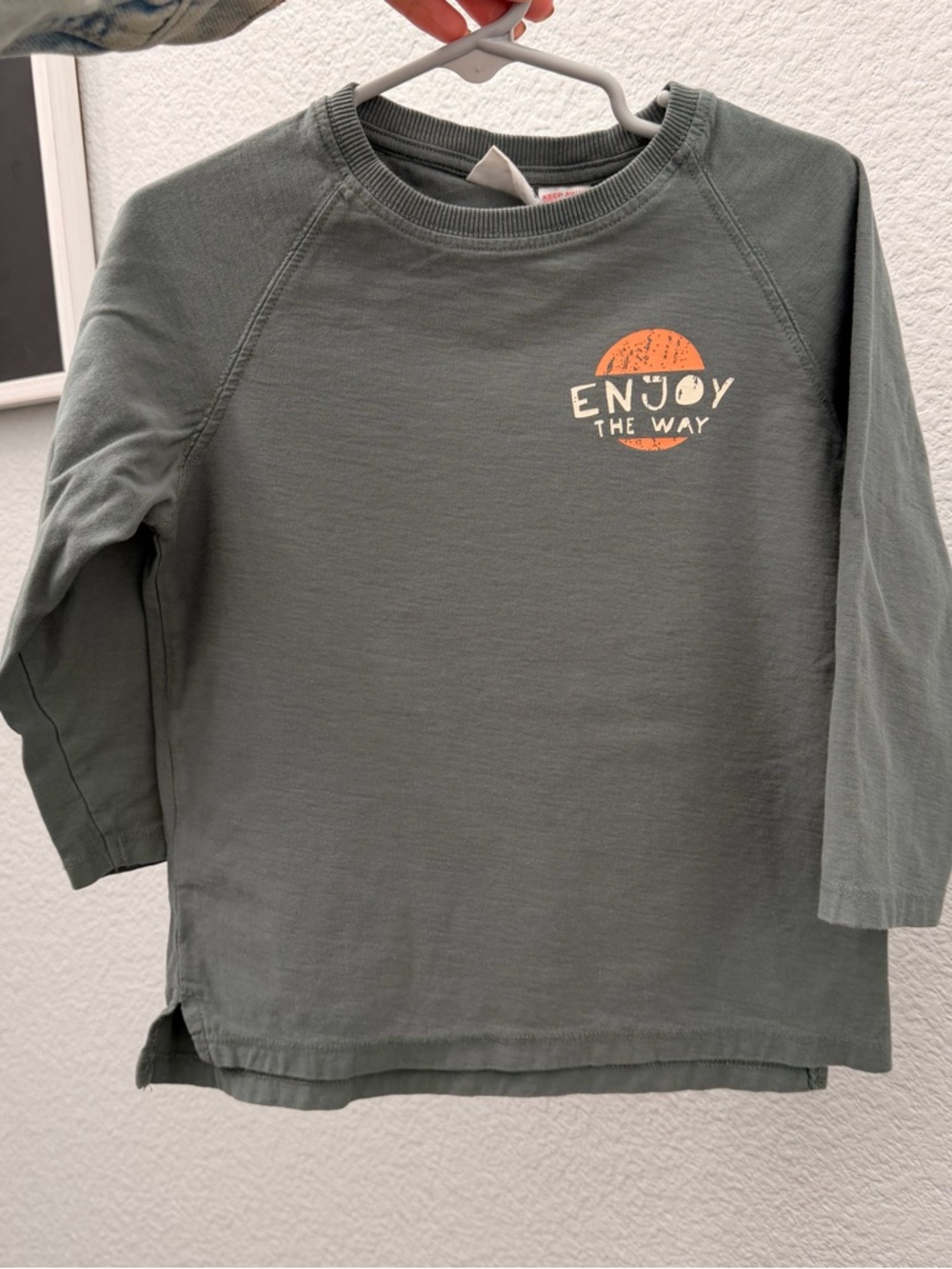 Zara Blue Long-Sleeve Tee with Orange Graphic